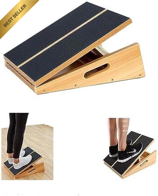 2-In-1 Professional Wooden Slant & Balance Board, Adjustable Portable Incline Pl