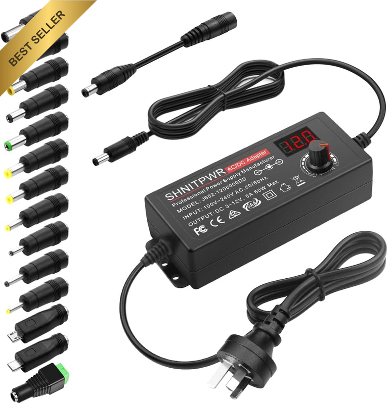 60W Universal Power Supply Adjustable DC 3V 4V 4.5V 5V 6V 7V 7.5V 8V 9V 10V 11V