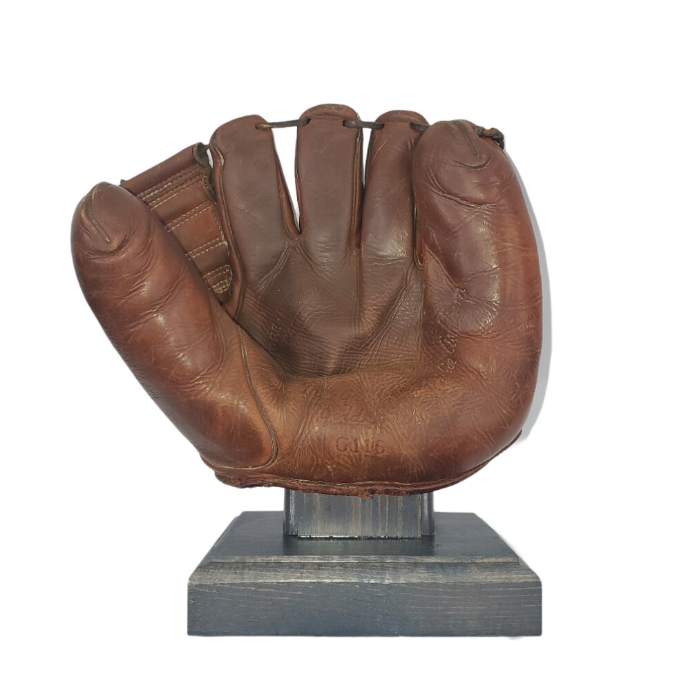 Vintage Baseball Glove Display StandWoodStained and SealedDrying