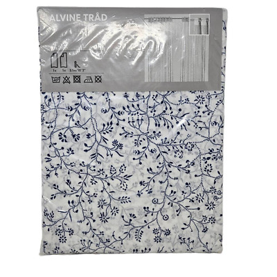NEW Ikea Alvine Trad 2 Curtain Panels 57x98 Blue White Floral Cottage Cotton