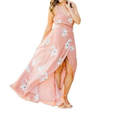 Lulus XS All Mine Rusty Rose Floral Print High-Low Wrap Dress Size  NWT