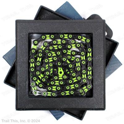 KMC DLC 11 Green & Black 11-Speed Bicycle Chain fits Campagnolo SRAM Shimano