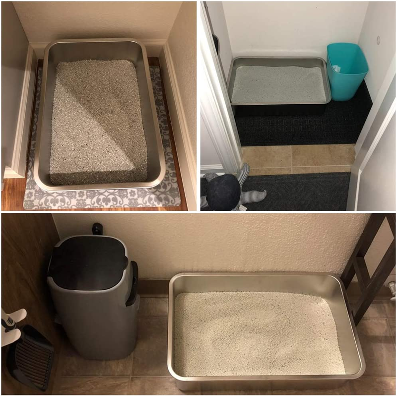 Extra Large Metal Cat Litter Box, Stainless Steel Durable Litter Pan for Large o