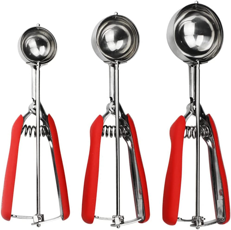 Cookie Scoops for Baking, Ice Cream Scoop with Trigger and Soft Silicone Handle,