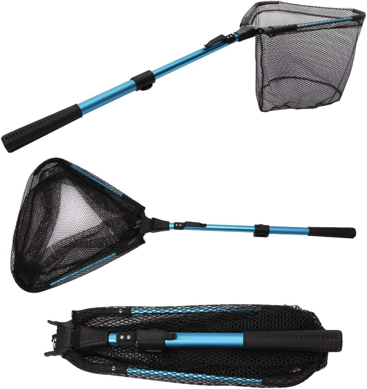 Heavy-Duty Fishing Net - Telescopic Handle - Durable Nylon Mesh - 16inch Hoop
