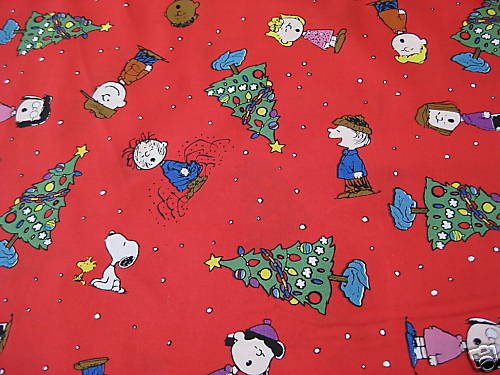 Snoopy Peanuts Gang Christmas Fabric Fat Quarter 18 X 21 for sale
