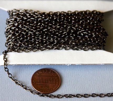 45 ft spool of Gunmetal Plated Round Cable Chain 2.6X3.9mm
