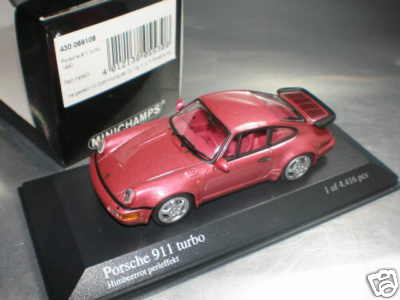 1/43 Minichamps Porsche 911 Turbo 1990 Red Metallic | eBay