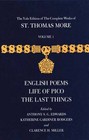 The Yale Edition of the Complete Works of St. Thomas More: Volume 1: English Poems, Life of Pico, the Last Things by Saint Thomas More (Hardback, 1997)