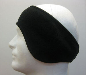 BLACK-SOFT-FLEECE-STRETCH-HEADBAND-EAR-WARMER-WRAP
