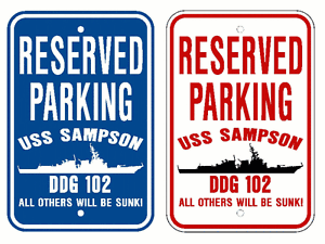 USS-SAMPSON-DDG-102-Parking-Sign-US-Navy-Military-USN