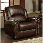 Abbyson Living Broadway Premium Italian Leather Reclining Armchair (Wood) (CH8811BRG1)