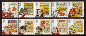 GREAT-BRITAIN-2012-COMICS-SET-OF-10-IN-STRIPS-OF-5-FINE-USED