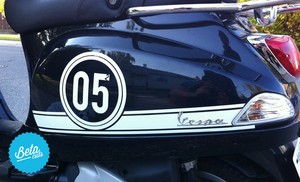 Vespa 150 Lxv Lx Custom Racing Stripe Number Sticker Kit Decals