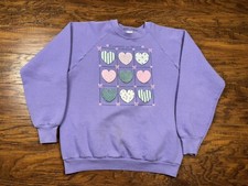 Vintage Country At Heart Sweatshirt Hearts Women  s Large Purple H5