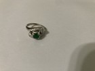 Ladies 18K White Gold Emerald & Diamond Ring w/Ten 1.0 mm single cut diamonds. — photo 1