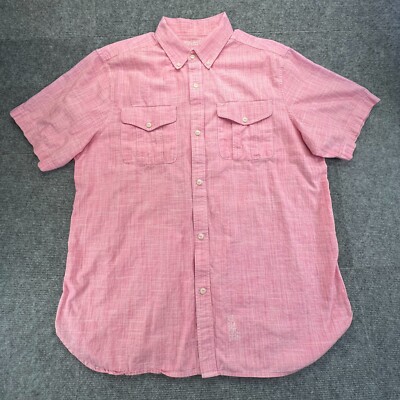 Rocawear Classic Shirt Mens 2XL Pink Geometric Short Sleeve Cotton Button Up