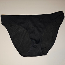 American Eagle Aerie Full Coverage Bikini Bottom MEDIUM Ribbed Solid Black