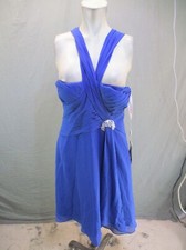NWT JJ's House Size 8 Womens Blue Decorated Sleeveless Sating Evening Dress 750