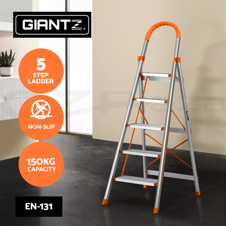 Giantz 5 Step Ladder Multi-Purpose Folding Aluminium Light Weight Platform