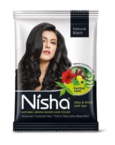 Colorant Cheveux Noir Naturel Nisha - Lot De 10 Sachets Henné 10g
