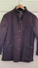 Llbean Women Brown Coat Small Sherpa-lined Faux Suede Shearling W/ Matching Hat