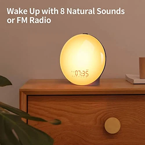 Wake Up Light Sunrise Alarm Clock Time Digital Clock w/8 Natural Soundsor FM - Picture 6 of 8