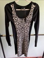 Ultra flirt fitted leopard print /black sweater dress 