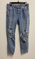 H M Women's Distressed Boyfriend Low Waist Jeans Size 27 Used