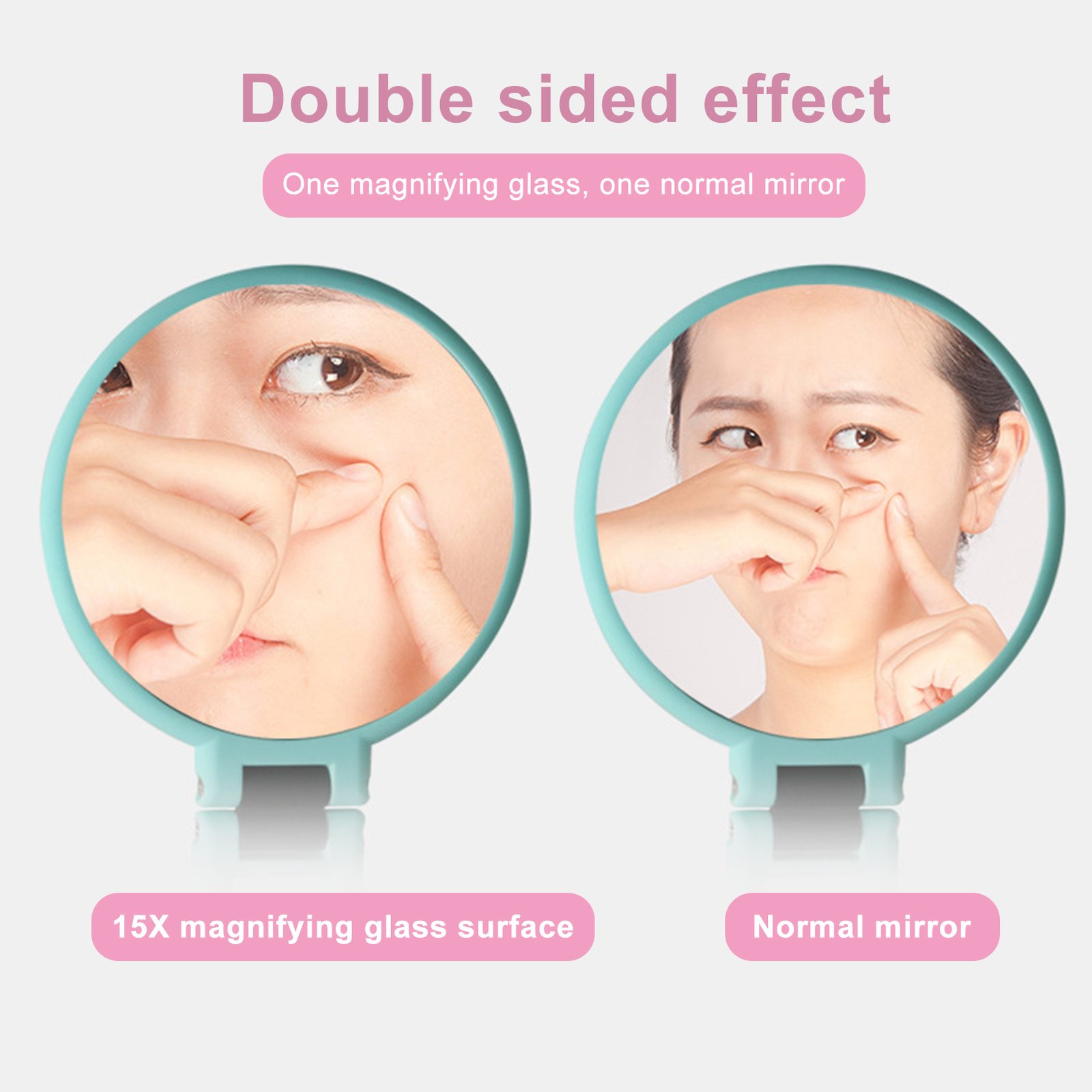 Makeup Mirror with Handle Magnifying Glass Portable 1x15x Foldable-image