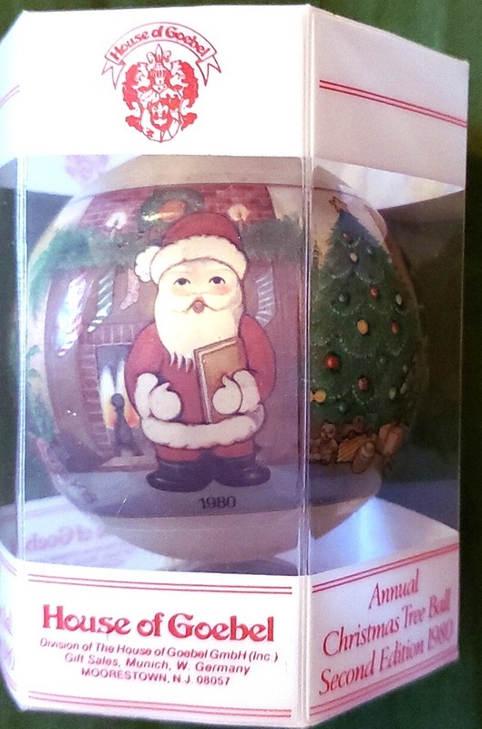Vintage 3" Goebel Christmas Ornament Ball 1980 Santa