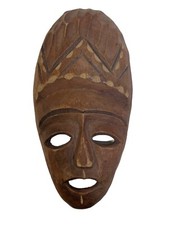 Hand Carved Wooden Tribal Mask African Style Wall Art Tiki 9x5