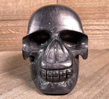 SHUNGITE Crystal Skull, Large - Gothic Halloween Home Decor, Memento Mori, 53082