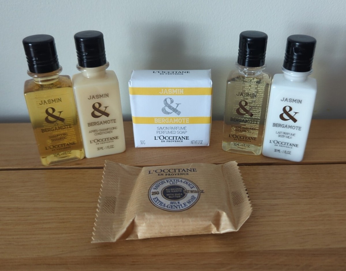 L'OCCITANE JASMIN BERGAMOTE Travel Set 30ml Shampoo Conditioner Soap Gel  New