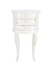 Comodino in legno di mogano con 3 cassetti rotondo di colore bianco stile classi