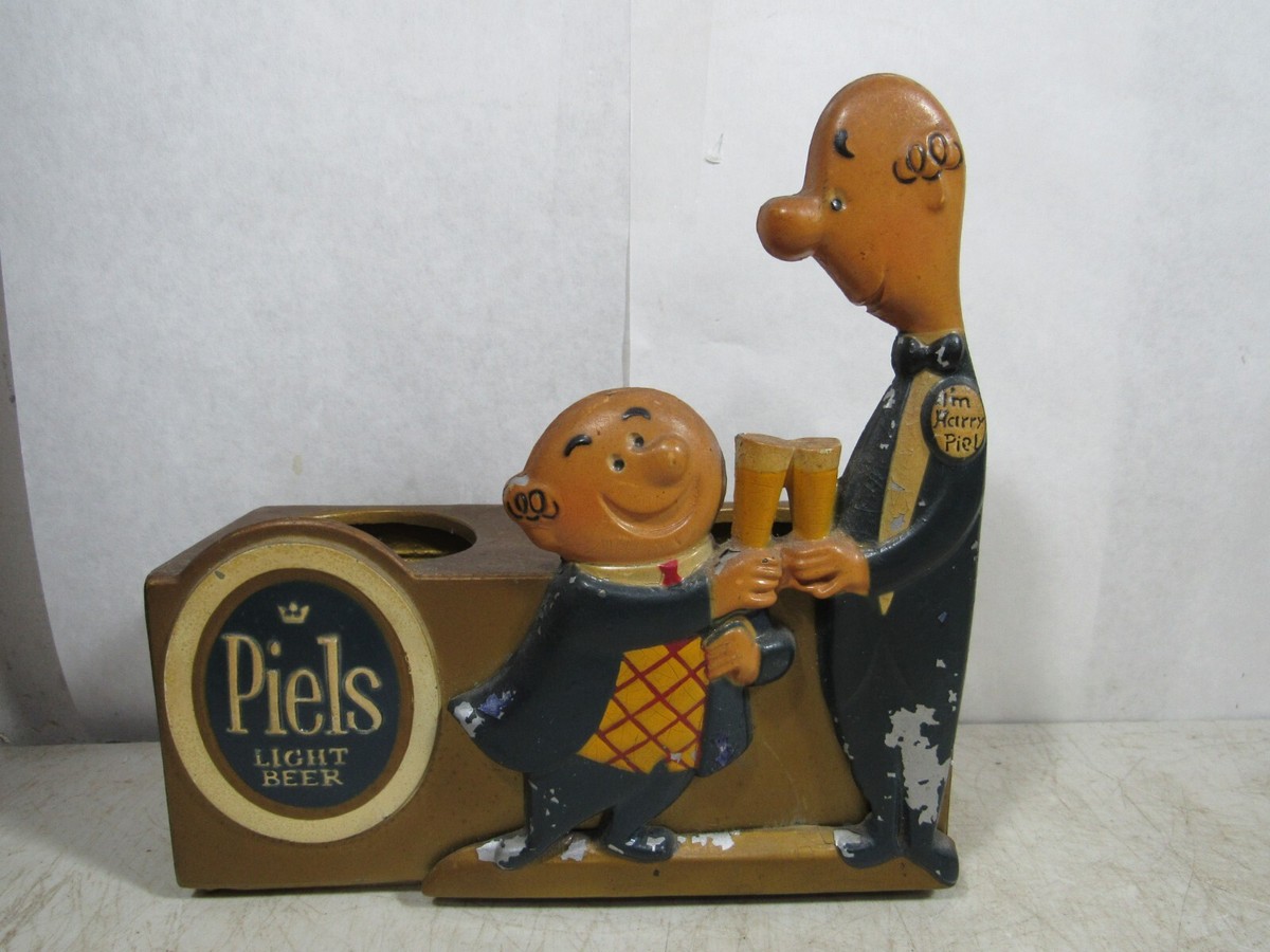 1959年Piels Beerピールズビール★バート＆ハリービンテージ壁掛け時計 Vintage Piels Beer Bert & Harry Cast Metal Caddy Straw Swizzle
