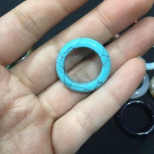 Natural Blue Howlite Turquois Quartz Crystal Finger Circle Ring Healing Jewelry
