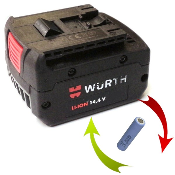 Akkureparatur Zellentausch FüR WüRth Akku 14,4 V T Mit 4.0 Ah -- 0700 916 432-image
