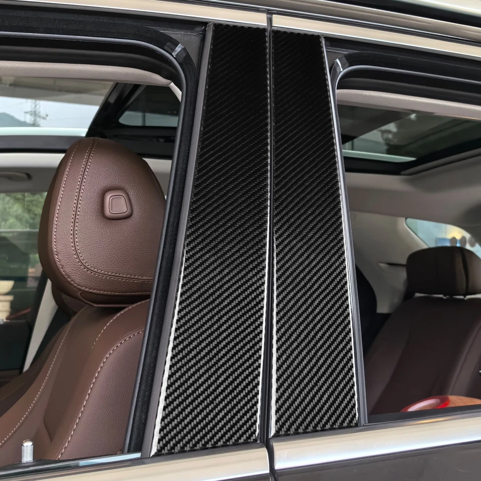 6 peças acabamento de painel externo de fibra de carbono real pilar B para Benz GLE W167 2019-2024 - Imagem 3 de 4