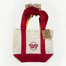 Brand New Trader Joe's RED Mini Canvas Tote Bag  