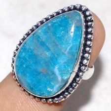 925 Silver Plated Blue Apatite Ring US 6 Amazing Gift Fresh Stock Deal GW