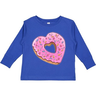 Inktastic Heart Shaped Donut With Pink Icing And Toddler Long Sleeve T-Shirt Fun