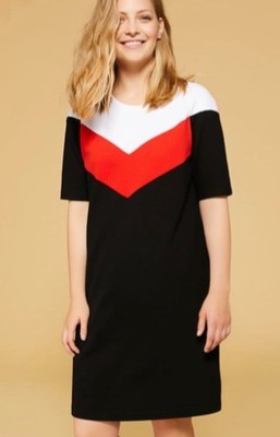 PERSONA BY MARINA RINALDI KNIT SHORT SLEEVE DRESS JERSEY FABRIC BLACK /RED M NWT