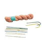 VTG Bucilla Persian Needlepoint Crewel Wool  Bundle Crochet Hooks Crafts