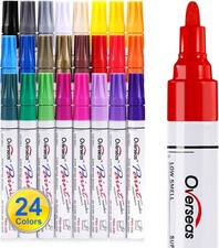 Overseas Paint Marker Pens 24 Colors  Oil Based Permanent Paint Pens Medium Tip