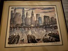 JM Gallais “Lower Manhattan And Brooklyn Bridge” Mid Century Urban Art 1964 — photo 3