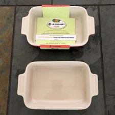 2  Le Creuset Stoneware  Square Baking Casserole Dish with Handles