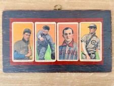 Vintage Blue Studio Baseball T206 Folk Art Wood Plaque Cubs St Louis 1990s Decor