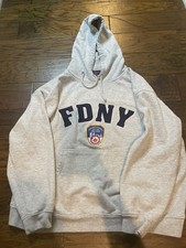 FDNY FIRE DEPT CITY OF NEW YORK Gray Hoodie/Sweatshirt Pullover Size XXL Boxy 06