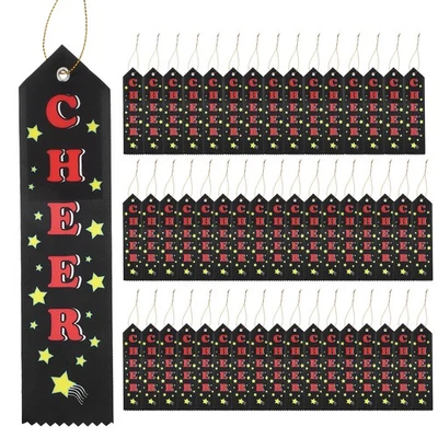 120stk Auszeichnungsbänder, 8 x 2" CHEER Teilnahmebänder Fußball, Schwarz - Bild 1 von 4